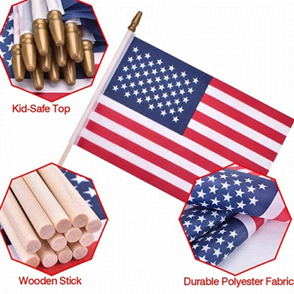 4/$25 lot of 100 pcs American flags for 4th of July